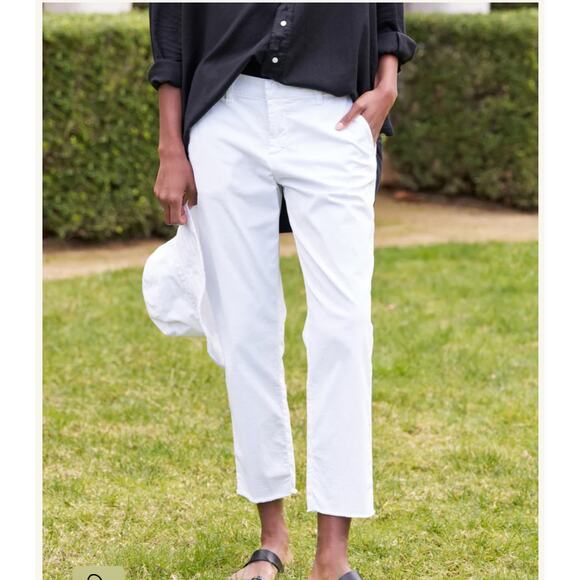 Frank & Eileen Wicklow White Straight Leg Chino Cropped Ankle Trouser - Picture 1 of 6
